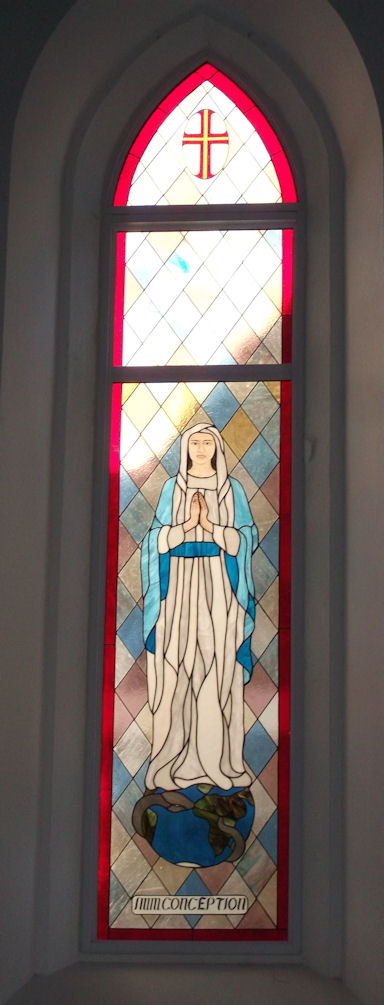 Mary stained glass panel