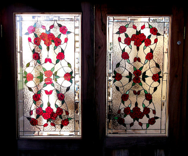 Floral Roses Stained Glass Panels Version 2